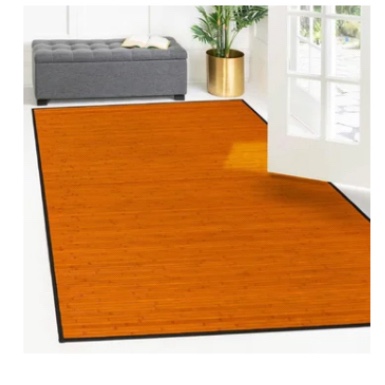 Trinidad Bamboo Slat/Seagrass Area Rug in Vintage Orange/Black