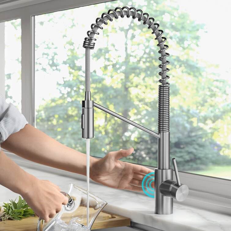(item is gold)Pull Down Touchless Single Handle Kitchen Faucet with Supply Lines