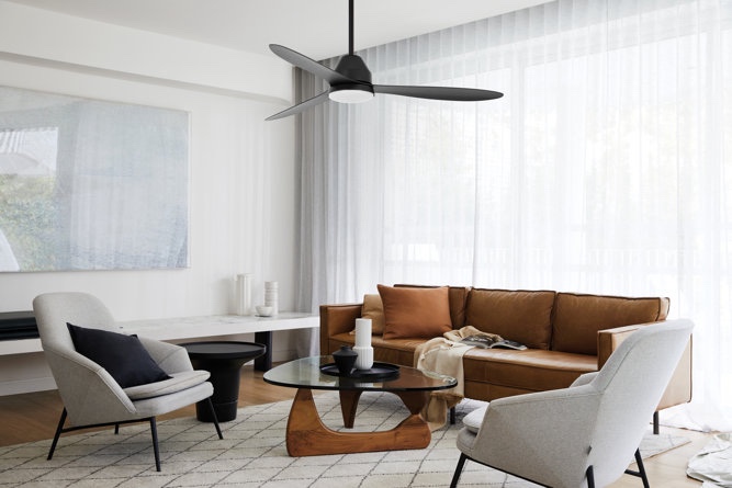 (item is white)Whitehaven 56-inch 3-blade DC Smart WiFi Controlled Indoor/Outdoor Ceiling Fan with Light