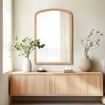 Lucena Farmhouse Wood Arched Wall Mirror for BathRoom BedRoom