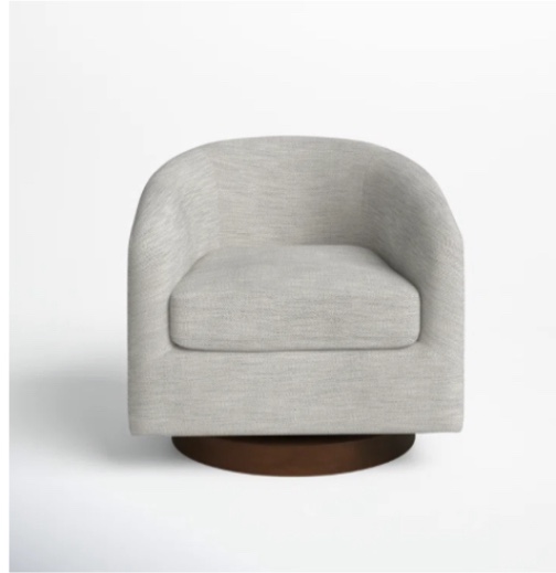 Forno Upholstered Swivel Barrel Chair with Wood Base