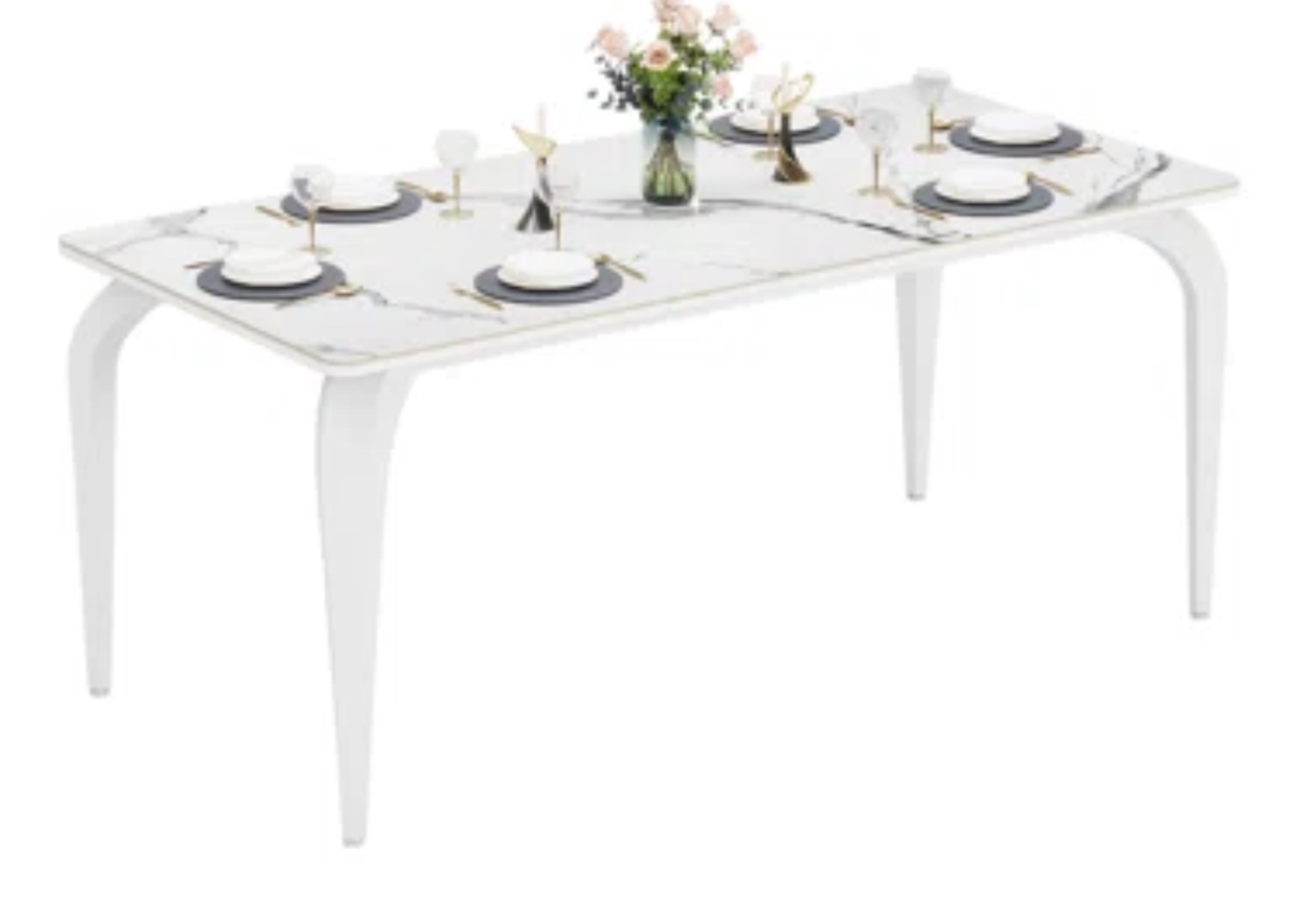 SIMILAR Deloma  63'' Marble Dining Table - BEIGE/WHITE 