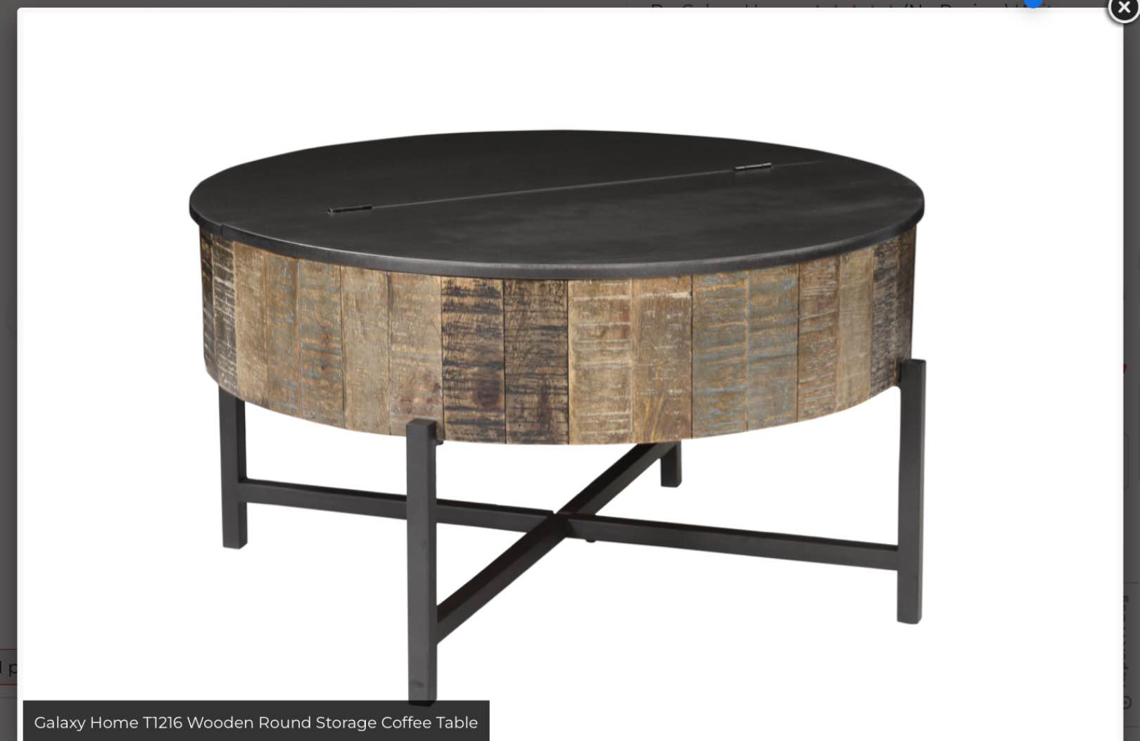 Galaxy Home T1216 Wooden Round Storage Coffee Table