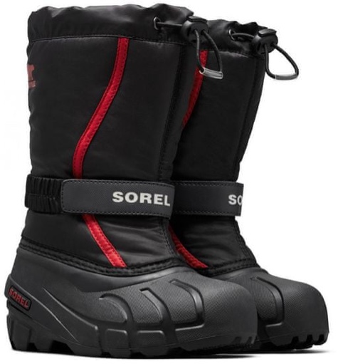((SIZE 4 )) Sorel Flurry Dtv black/bright red junior snow boots