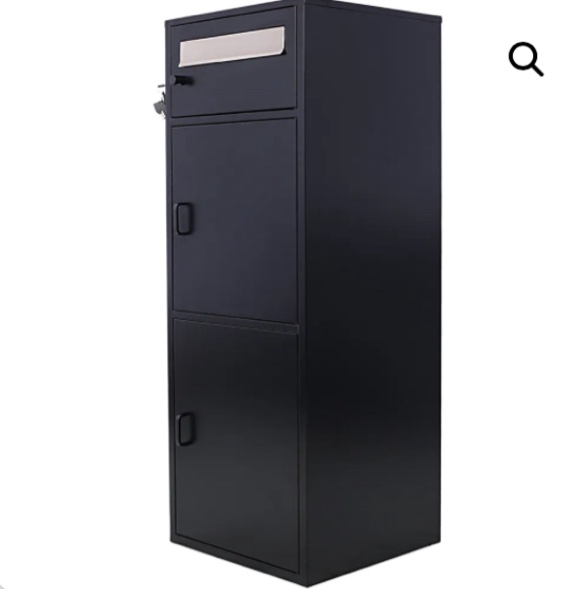 Large Steel Freestanding Floor Parcel Package Drop with Locking Letterbox Drop Mail Box with Multi Compartments, Black 08229186-22