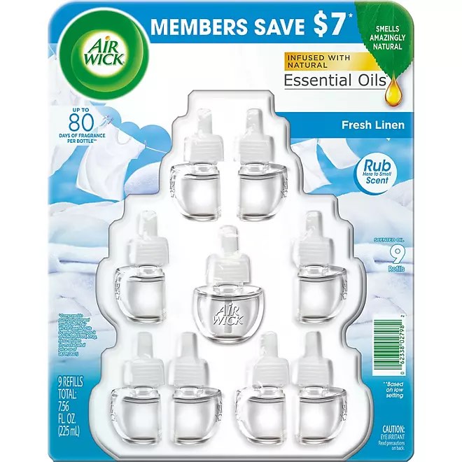 Air Wick Scented Oil Air Freshener Refills, 9 ct. (Fresh Linen)
