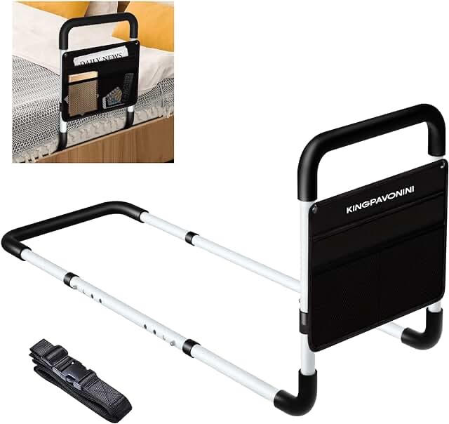 Bed Rail - Bed Rails for Elderly Adults - Medical Bed Support Bar Mobility Assistant with Free Storage Bag and Fixing Strap, Fit King, Queen, Full, Twin