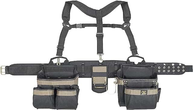 CLC Custom Leathercraft 1614 20 Pocket, Heavy Duty Framers 5 Piece Comfortlift Combo Tool Belt System
