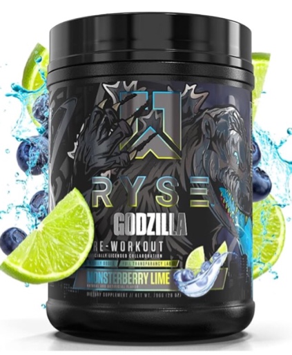 RYSE Signature Series GODZILLA Pre Workout | Pump, Energy, Strength, and Focus | Citrulline, Beta-Alanine, Caffeine | 40 Servings (Monsterberry Lime)