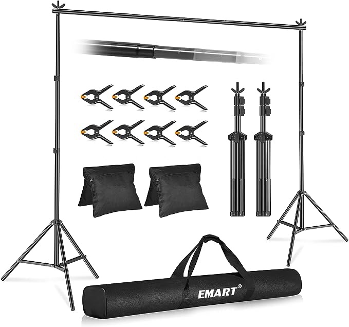 Smart photo video Studio 10 FT adjustable background stand backdrop support System kit with carry bag