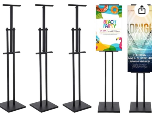 Honoson 5 Pcs Poster Display Stand, Adjustable Sign Stand up to 60 Inch, Quality Metal Poster Holder, Banner Sign Stand with Non Slip Mat Base Business Poster Holder for Board Foam Display