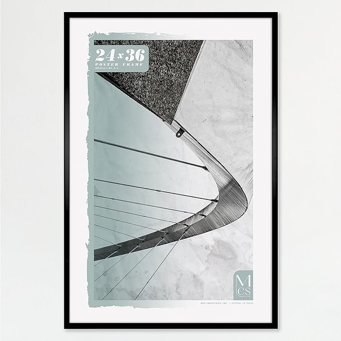 MCS Gallery Foundation Poster Frame, Picture Frame For Wall Art, Black, 24 x 36 Inch, Single