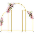 Mugiden Wedding Arch Backdrop Stand 6FT Metal Arch Stand Backdrop Gold Half Moon Balloon Arched Stand Frame for Wedding Ceremony Birthday Party Photo Booth Background Decoration (2-Piece Set)