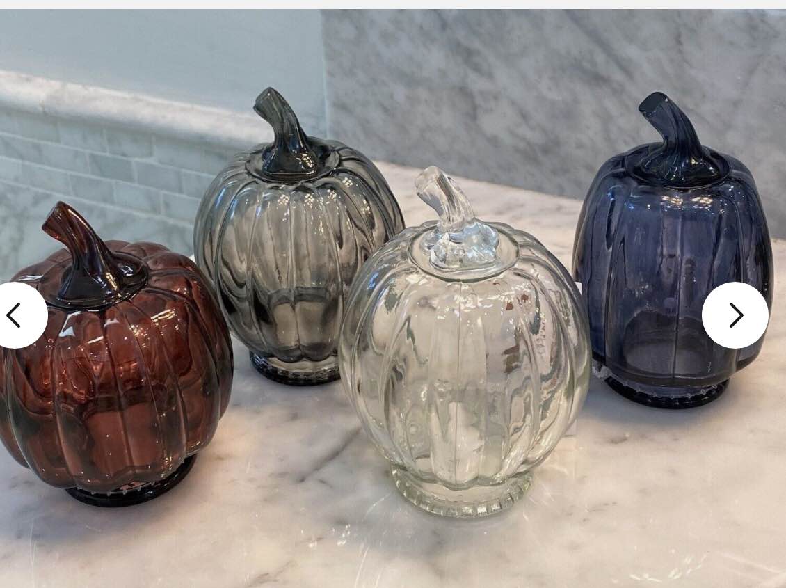 Case of 24 pcs)) Asdorted of Bullseye Playground GLASS PUMPKINS Autumn Halloween Fall Thanksgiving