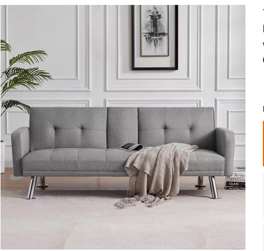 (incomplete) 73.23 in. W Light Gray Fabric Twin Size Sofa Bed with Armrest, Sleeper Sofa Couch for Living Room