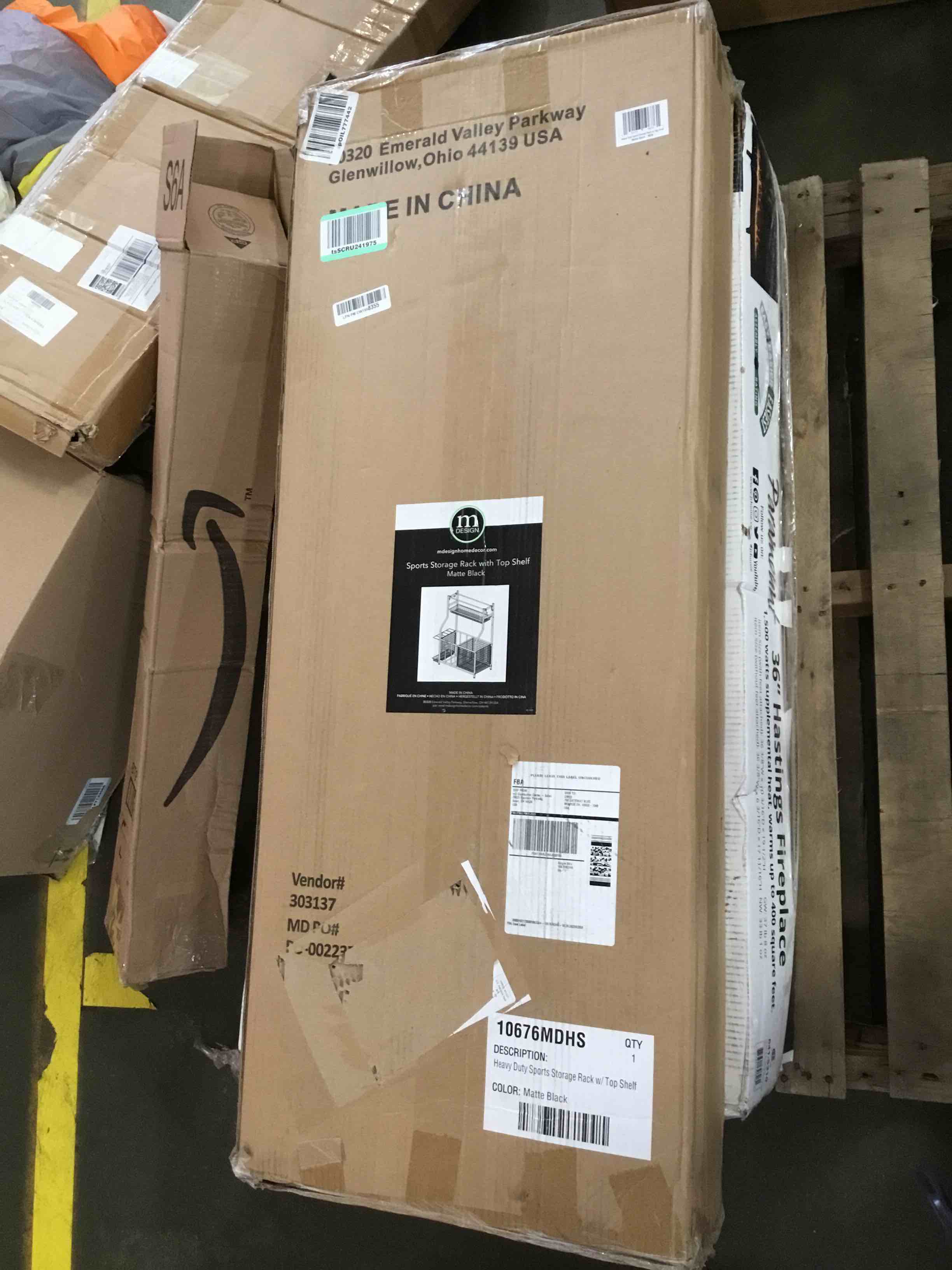 mDesign Metal Heavy Duty Garage Sports Storage Rack with Top Shelf