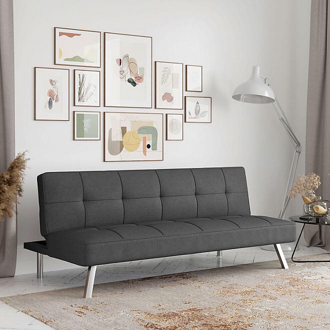 Serta Crestview Convertible Sofa in Premium Fabric, Charcoal