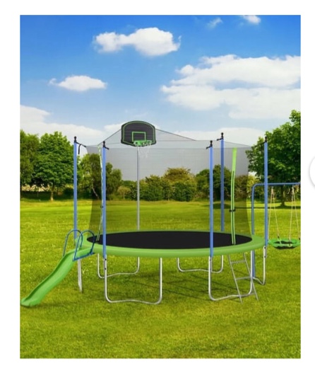 14FT Trampoline Set with Swing, Slide, Basketball Hoop,Sports Fitness Trampolines 3/3