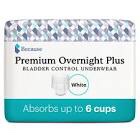 because premium overnight plus underwear small/medium (28-40 in.) white 