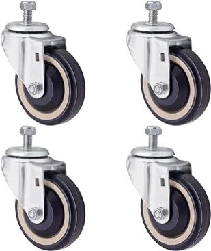  Duty Stem Caster Wheels - 5'' Wheels for Cart Swivel Cart Wheels Smooth Running Shopping Cart Replacement Wheels  [4 Packs]