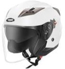 Motorcycle Open Face Helmet DOT Approved - YEMA Helmet YM-627 Motorbike Moped Jet Bobber Pilot Crash Chopper 3/4 Half Helmet with Sun Visor for Adult Men Women - White,Large