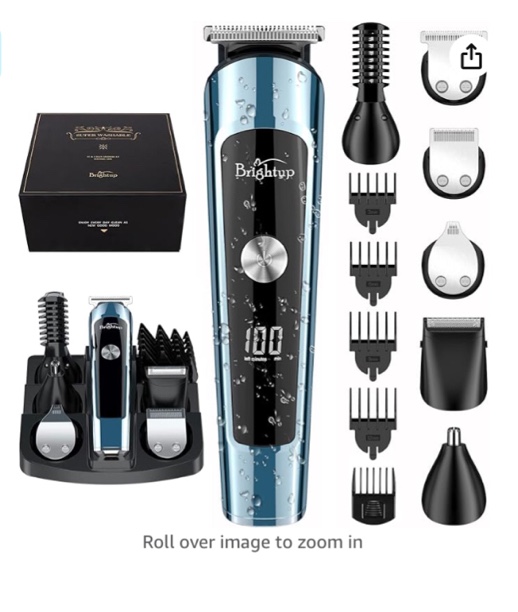 Brightup Beard Trimmer for Men, Beard Grooming Kit for Men, IPX7 Waterproof Hair Clippers Hair Trimmer for Mustache, Body, Facial, Nose Hair Cutting, Electric Razor for Men, Gifts for Men, FK-8788T