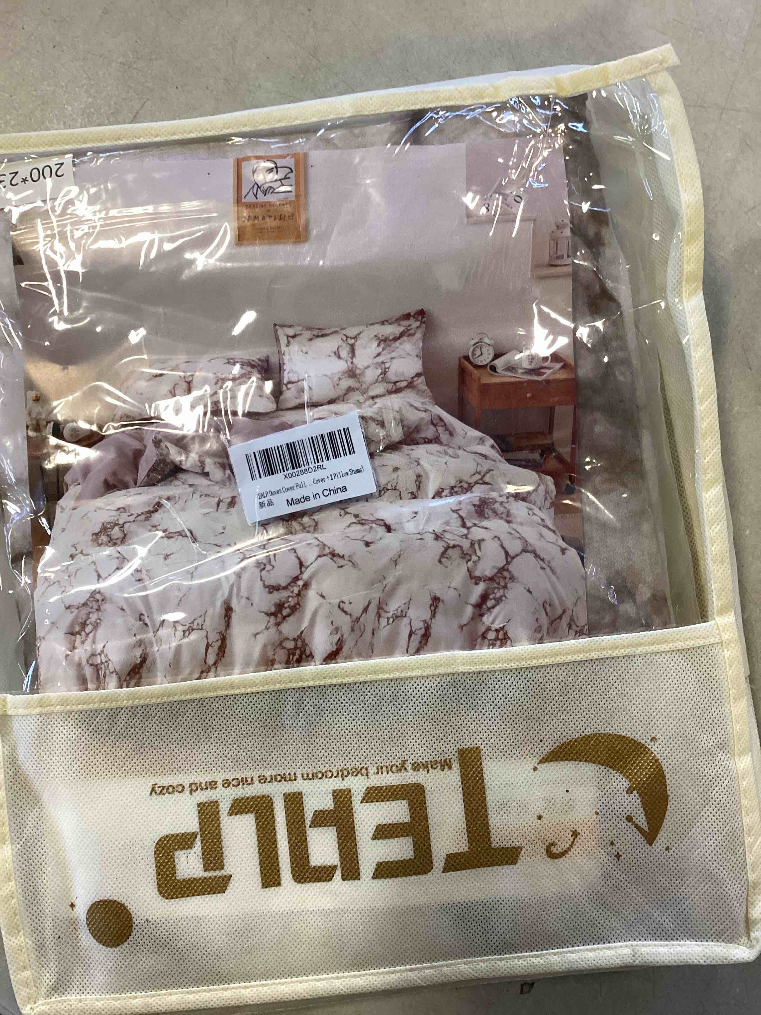 Marble Duvet Cover Set, Teal Gold Marble Fluid Pattern, Decorative 3 Piece Bedding Set with 2 Pillow Shams, Queen Size