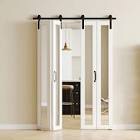 84'' Mirror Bi-Fold Sliding Single Barn Doors with Hardware Kit