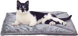 Furhaven ThermaNAP Self-Warming Cat Bed for Indoor Cats & Large/Medium Dogs, Washable & Reflects Body Heat - Quilted Faux Fur Reflective Bed Mat - Gray, Large ThermaNAP Pad - Quilted Faux Fur (Gray) 36.0"L x 24.0"W x 0.3"Th Self-Warming Only