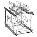 Pan and Pot Rack 2-Tier Expandable Pull Out Under Cabinet Organizer 12 in. W Standing Chrome Plated Pot Rack