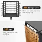 Yumkfoi Steel Braiding Hair Rack with Adjustable Height, 168 Pegs Hair Extension Holder, 3 Sided Standing Braid Rack Separator with 5 Wheels and 1 Storage Shelf, Hair Product Organizer for Hairstylist