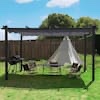 13 ft. W x 10 ft. D Aluminum Pergola Outdoor with Dark Gray Retractable Canopy (PG0202-02-2) incomplete- only box 2