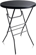 32in Cocktail Table Black High Top Folding Table, Portable Bar Height Folding Table Round with Removable Legs, Indoor Outdoor Banquet Table for Parties, Commercial, Speech