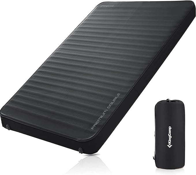 KingCamp Self Inflating Sleeping black Pad Ultra Thick Foam Camping Mattress 3D Sides, 78”x30”x3”Lightweight Backpacking Sponge Air Mat,9.5 R Value, Waterproof and Tear-Proof