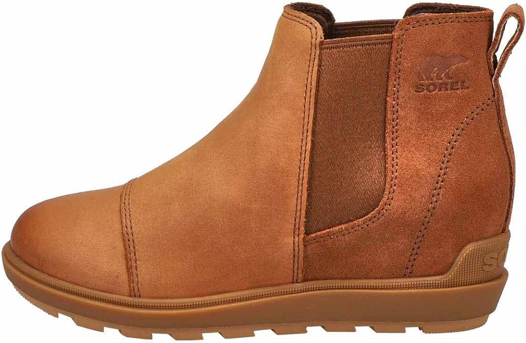 Size 7.5 Sorel Women's Evie Pull-On Bootie — Waterproof Suede Leather — Wedge Ankle Booties