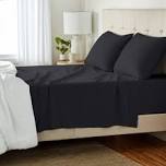 Amazon Basics Cotton Jersey 4-Piece Bed Sheet Set, Queen, Black, Solid Black Queen Sheet Set