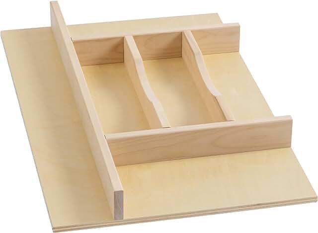 WelFurGeer Silverware Drawer Organizer Tray, Utensil Organizer for Kitchen Drawers, Wood Cutlery Tray Organizer in Drawer, Flatware Drawer Organizer for Flatware, Knives in Kitchen (Natural) A18 (12.95''W x19.7''D) Natural Wood H Sharp