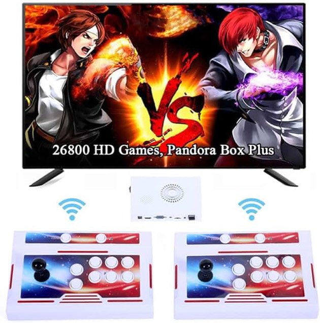 GWALSNTH 26800 in 1 Wireless Pandora Box 40S Bluetooth Arcade Games Console,1280X720 Display,3D Games,Search/Save/Hide/Pause Games,1-4 Players … 26800 Games+bluetooth
