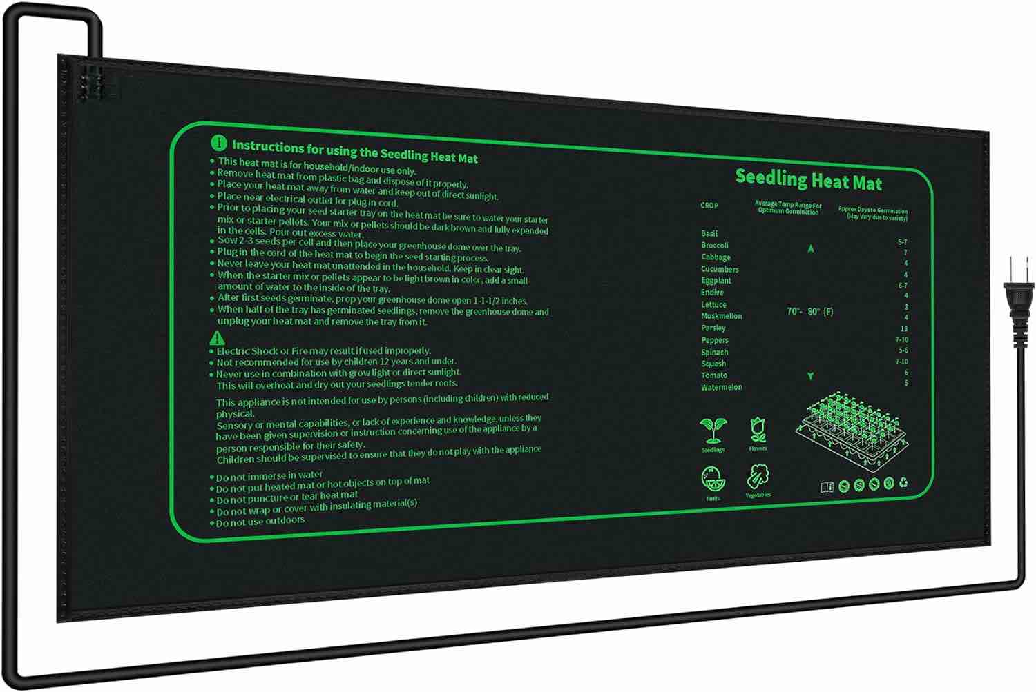 Jump Start CK64060 Heat Mat, Tray, 72 Cell Insert Hot House, 11 X 22 Inch, Black