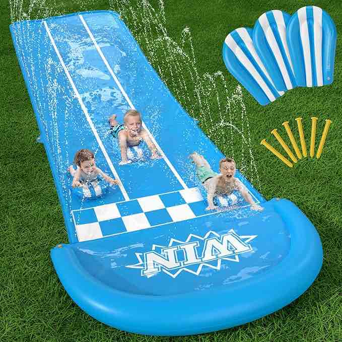 Jasonwell Slip and Slide Lawn Toy - Water Slide Slip Toy Slide for Kids Adults 20ft Extra Long with Sprinkler N 3 Bodyboards Backyard Games Waterslide Summer Outdoor Splash Water Toys Outside Play