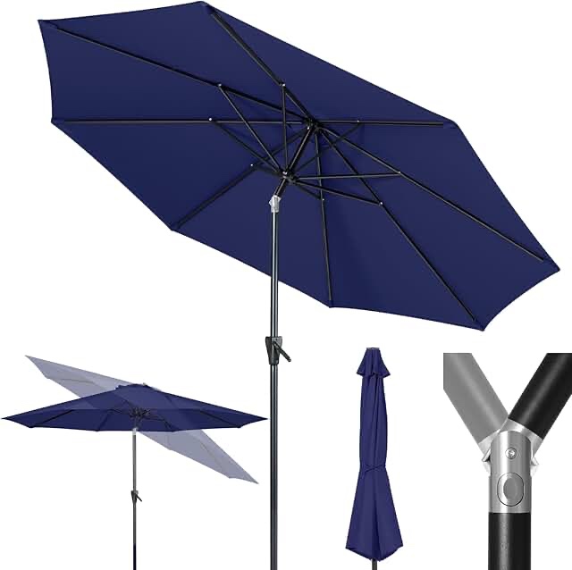 Tempera Patio Market Outdoor Table Umbrella with Push Button Tilt and Crank,Large Sun Umbrella with Sturdy Pole&Fade resistant canopy,Easy to set. SIMILAR TO PHOTO 