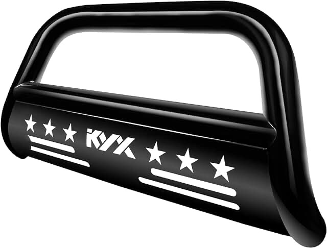 KYX Bull Bar with Light Bar for 2016-2023 Toyota Tacoma, Pickup Truck 3" Brush Push Grille Guard with Removable Skid Plate Off-Road Front Bumper, Black
