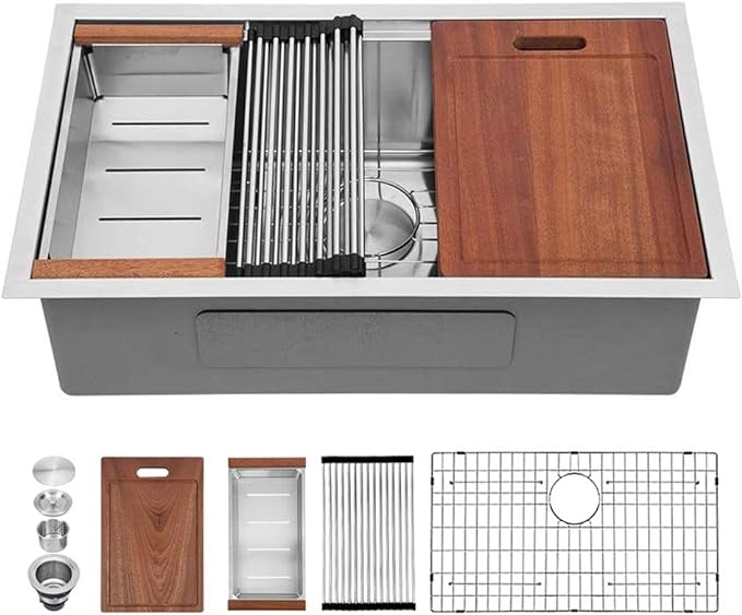 Sarlai- 27 Black Kitchen Sink 10 inch Deep