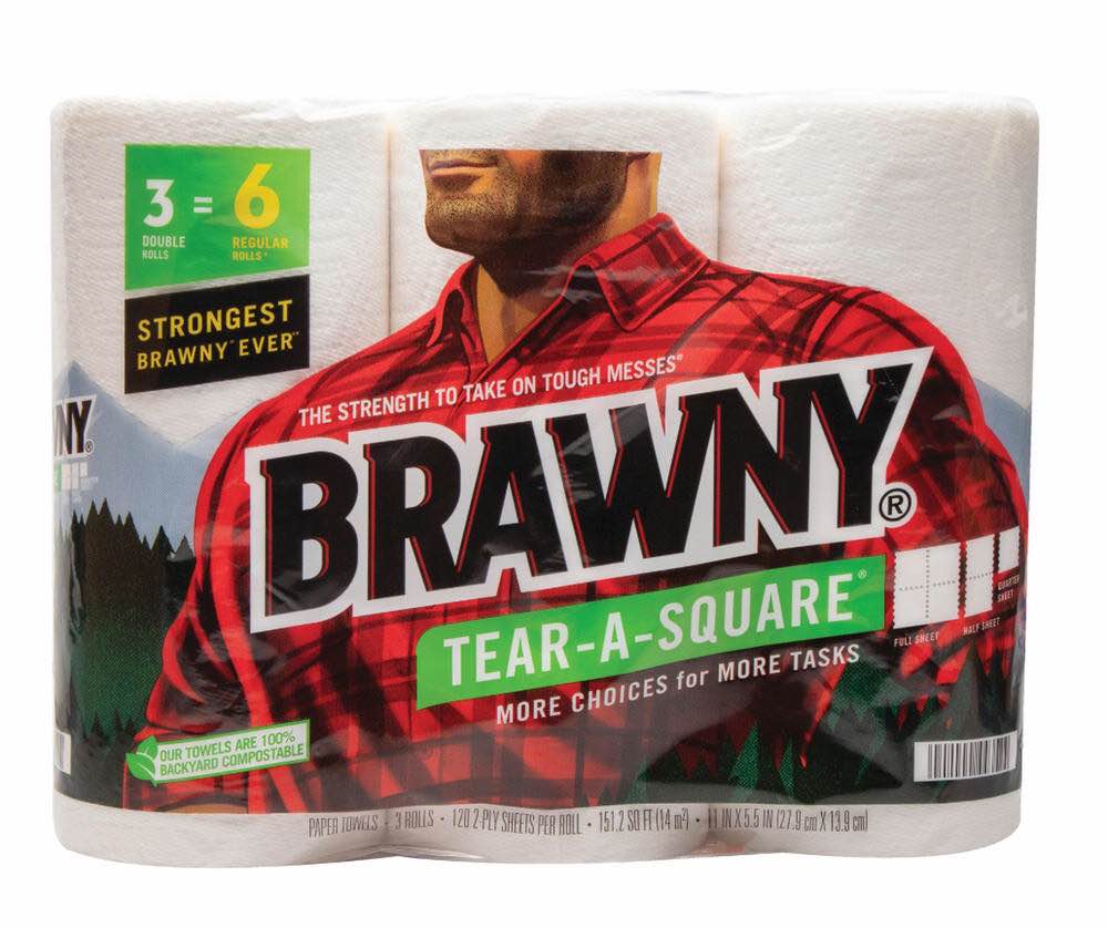 Brawny® Tear-a-Square™ Paper Towel - 3 Rolls