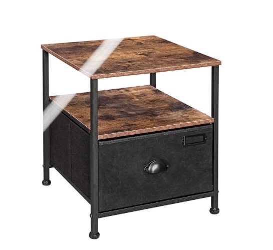 SoNGMICS Nightstand,3 brow and black ULVT02H New