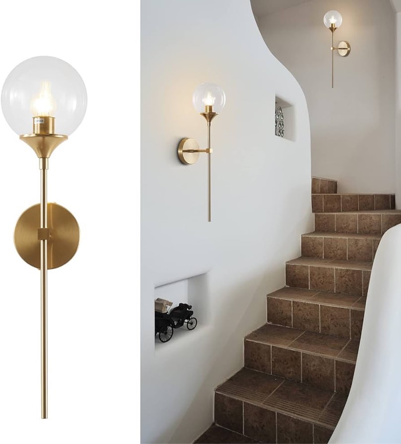 BOKT Glass Globe Wall Sconce Mid Century Modern Glod Wall Light ...