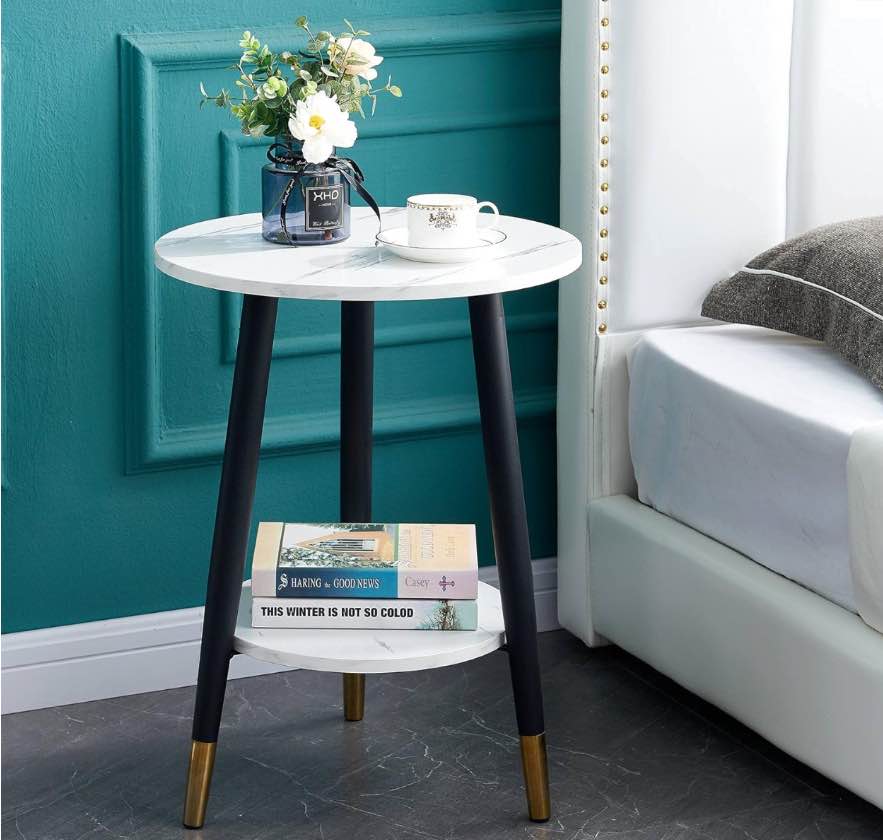 Urraca Small Round Side Table, White Marble End Brazil | Ubuy