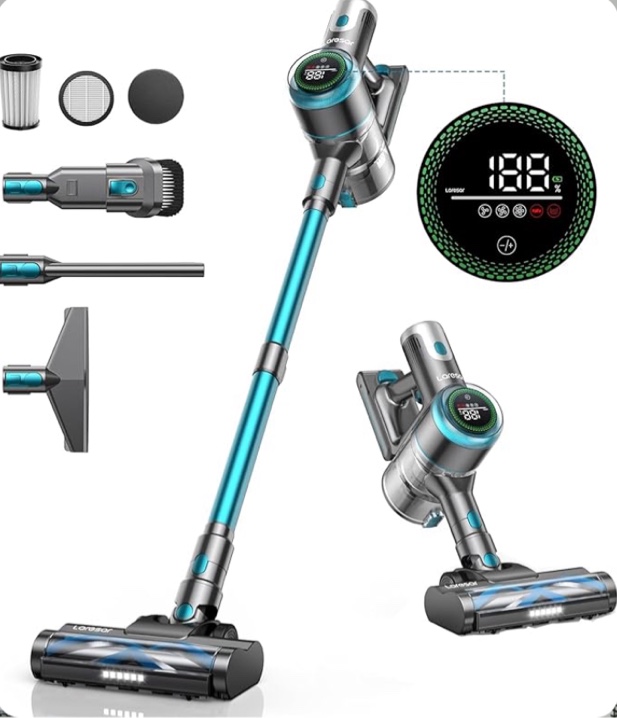 Laresar Cordless Vacuum Cleaner 60 Mins, 450W/38000pa Stick Vacuum Cleaner with Touch Screen, Anti-Tangle Handheld Vacuum 2024 Latest Battery, Vacuum Cordless for Home/Pet Hair/Carpet/Hardfloor