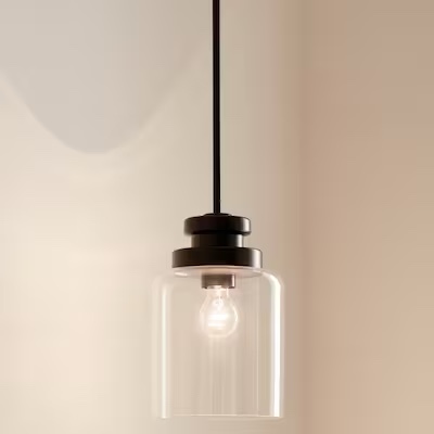 Kichler Annabeth Black Traditional Clear Glass Cone Mini Hanging Pendant Light