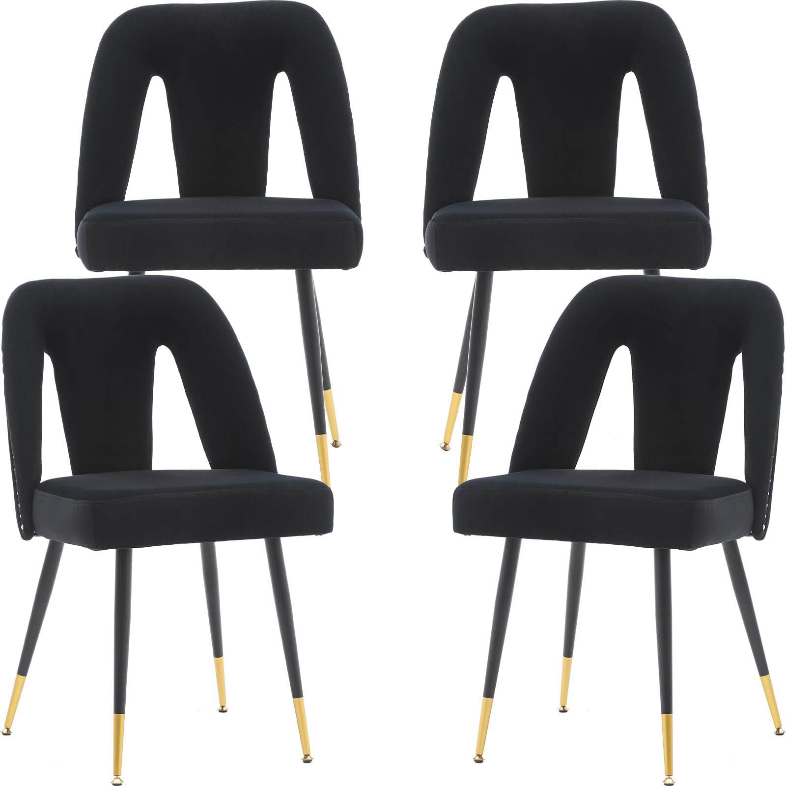 Velvet Dining Chairs Set of 4, Kitchen & Dining Room Chairs Set of 4, Velvet Upholstered, Nailhead Trim, Gold-Tone Metal Legs (2pcs,Black) Brand: ODUSE-DAILY